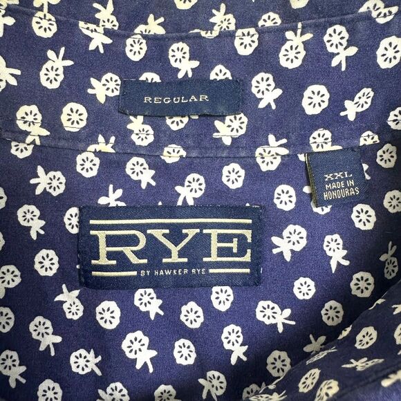 Rye Hawker Rye Mens Button Down Short Sleeve Navy Size XXL Floral Regular Fit - Picture 7 of 8